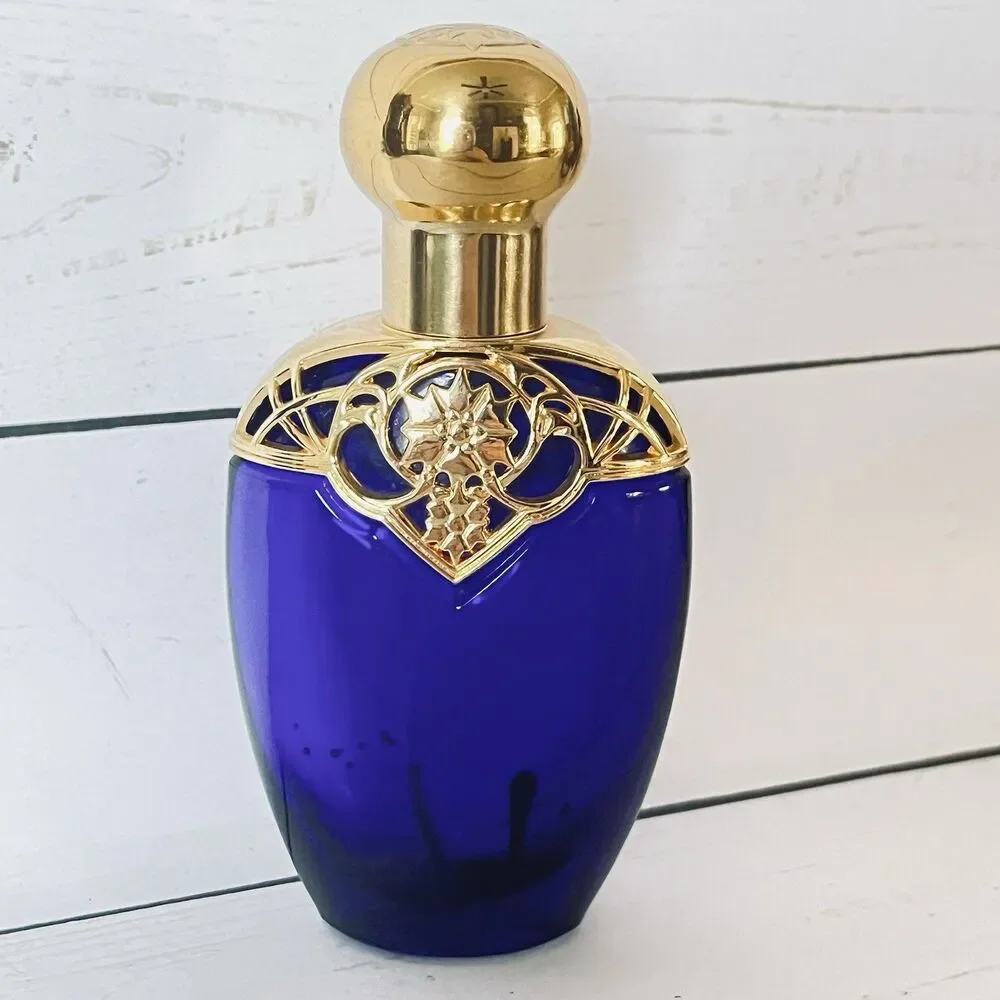 Avon Vintage Dark Blue Cobalt Mesmerize Cologne Bottle 5” High Bottle Is EMPTY